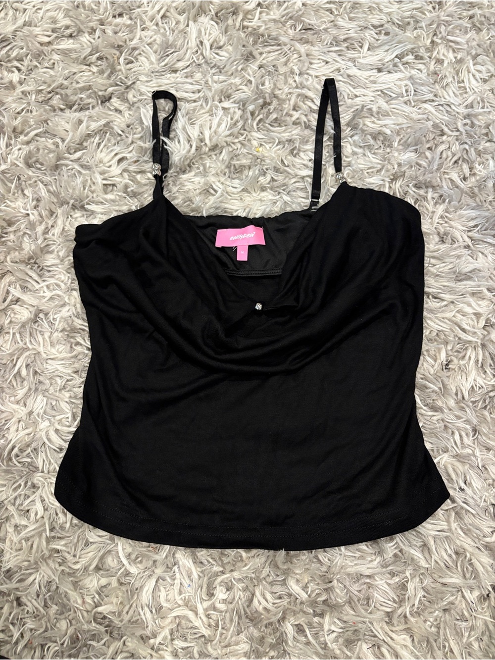NWOT Edikted Black Layered Cowl Neck Top Size Medium